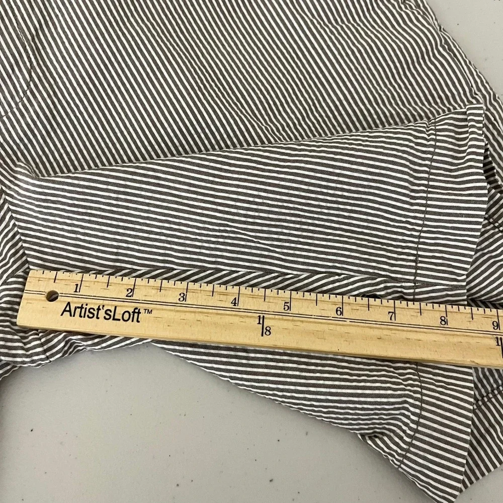 Banana Republic Aiden Short Mens 31 Brown White Striped Seersucker Cotton Slim